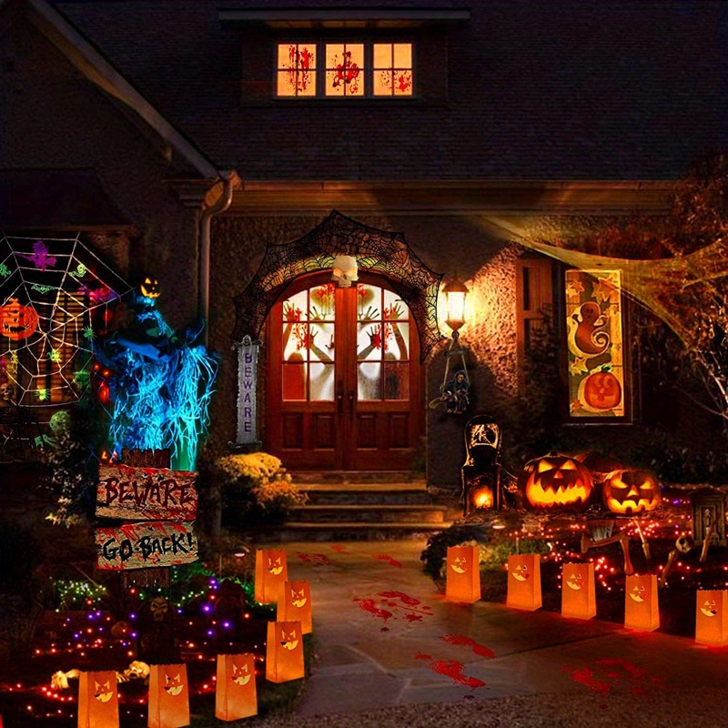 20pcs halloween luminary bags flame resistant candle bags in 5 kinds of pumpkin grimace patterns for halloween party supplies details 2