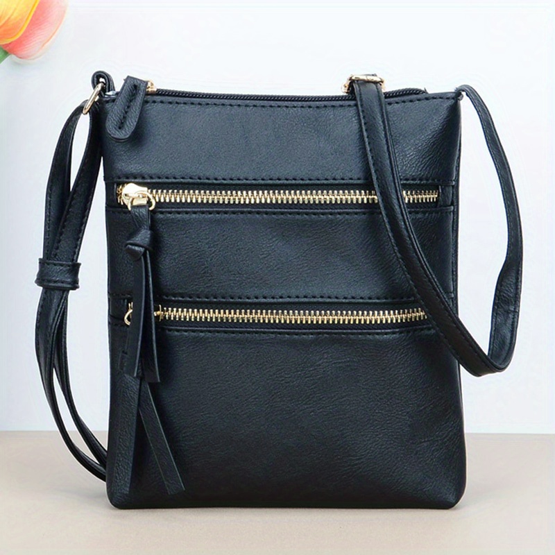 Vintage Wide Strap Square Crossbody Bag, Pu Leather Textured Bag Purse,  Classic Versatile Fashion Shoulder Bag - Temu