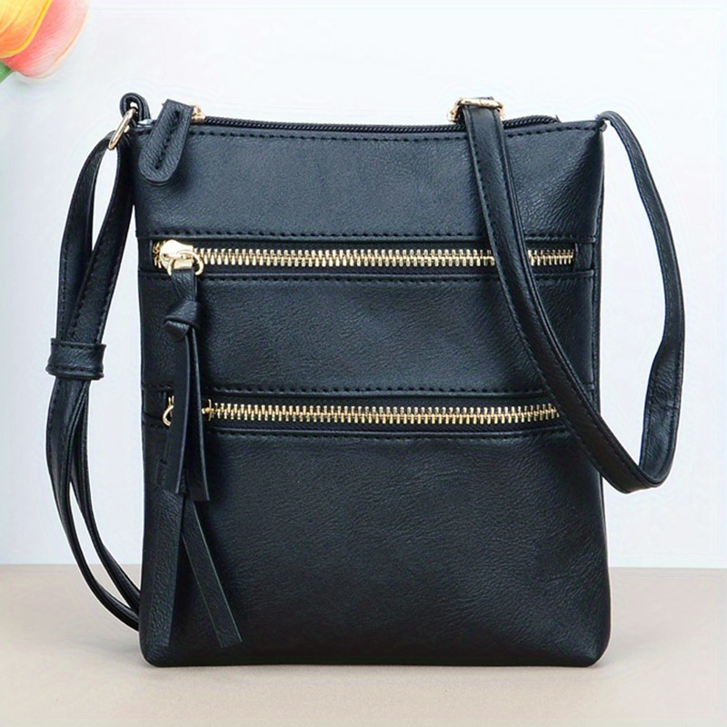 Color Contrast Crossbody Bag Set, Pu Leather Square Bag, Fashion