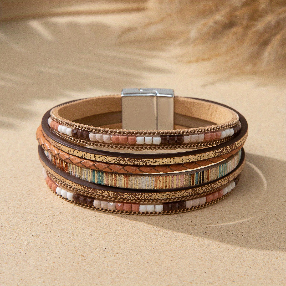  V-MORO Multilayer Wrap Suede Leather Strap Bracelet