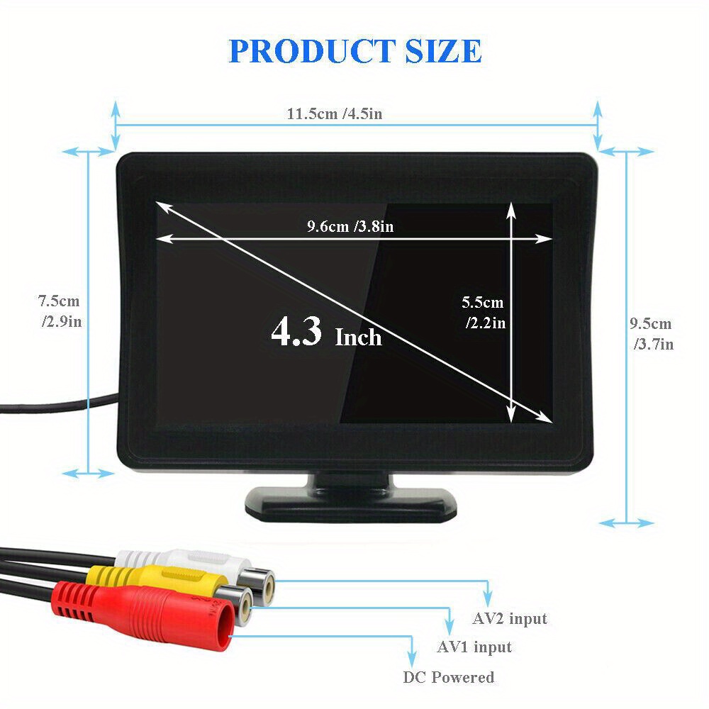 Sistema Vista Trasera Coche Cámara Pantalla Lcd 4 3 Pulgadas - Temu