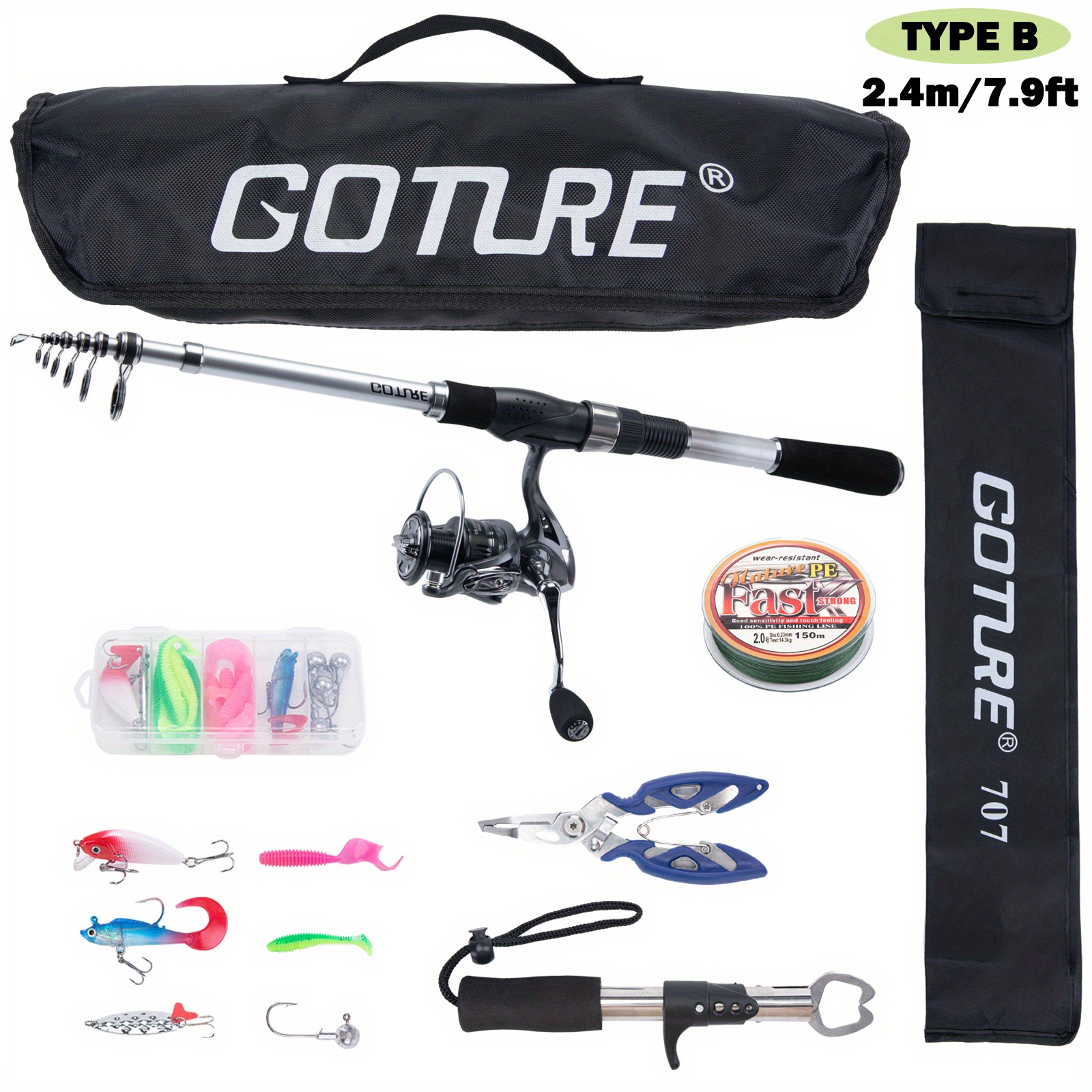 Telescopic Fishing Rod Reel Combo 24t Carbon Pole - Temu