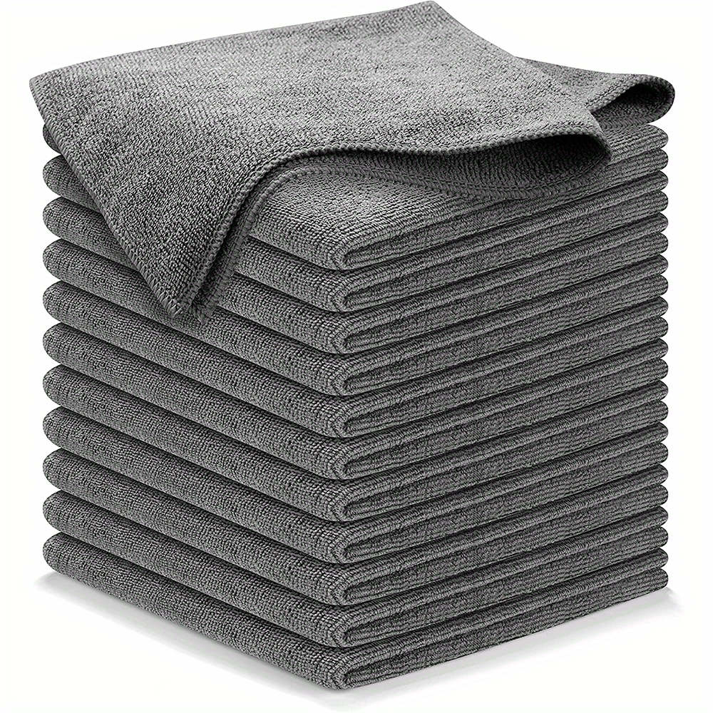 TEMU Microfiber Cleaning Cloth Grey - 6/12/50pcs (12x12 Inch) - 1200 , Ultra Absorbent Towels Weave & Liquid For Streak-free - Car Washing Cloth And