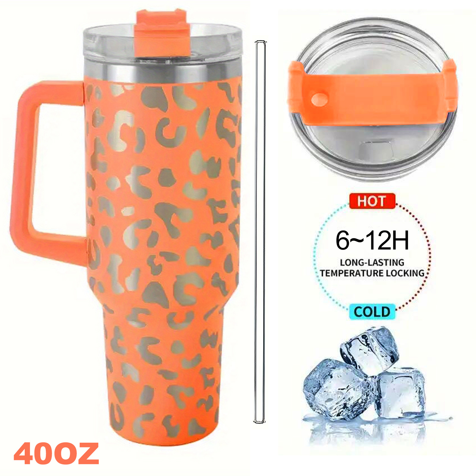 Reduce Cold1 40 oz Tumbler with Handle - Vacuum Insulated Stainless Steel Water Bottle for Home, Office or Car, Reusable Mug with Straw or Leakproof