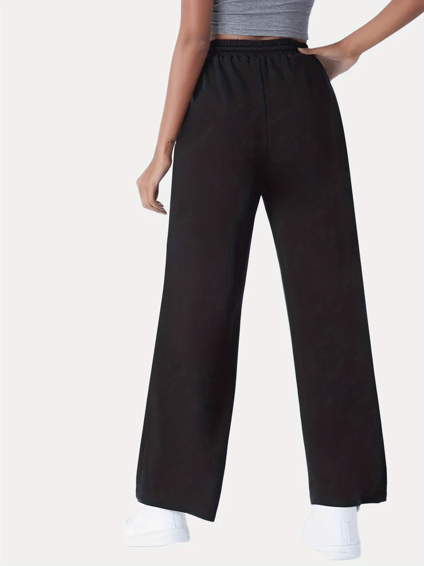 ylioge Tapered High Waist Sweatpants for Women Solid Color Loose