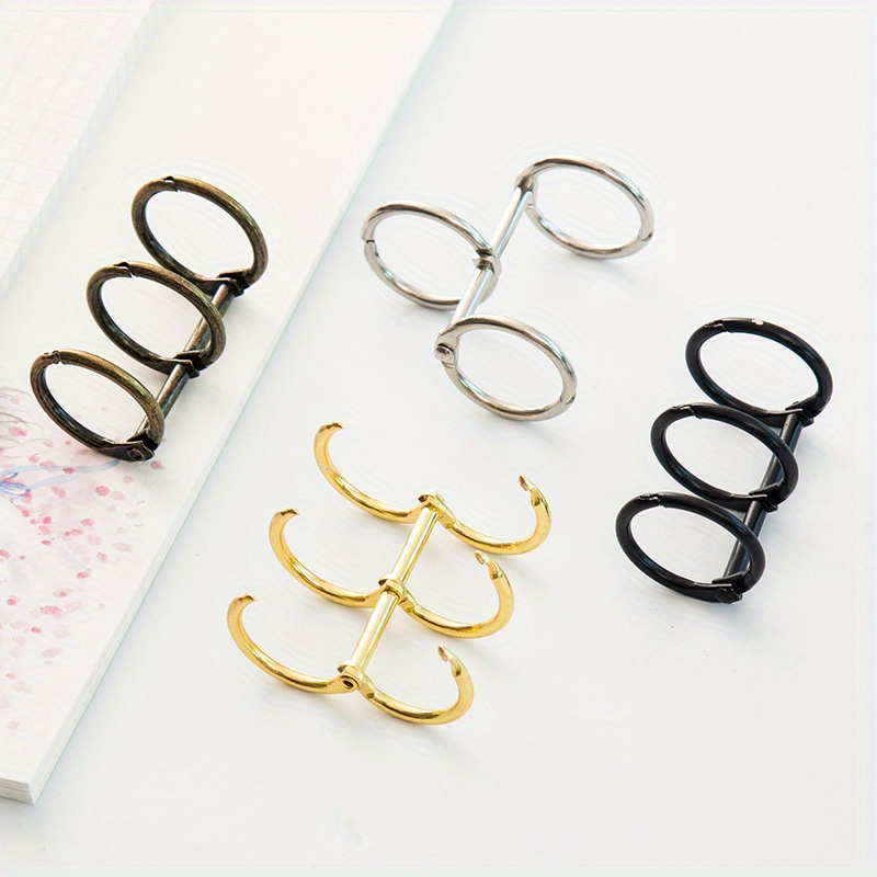 STOBOK 18 Pcs Metal Buckle Three-Hole Book Ring Loose Leaf Rings Gold  Binder Rings Book Binder Rings Book Clip Ring Hook Rings Binder Clips  Three-Hole