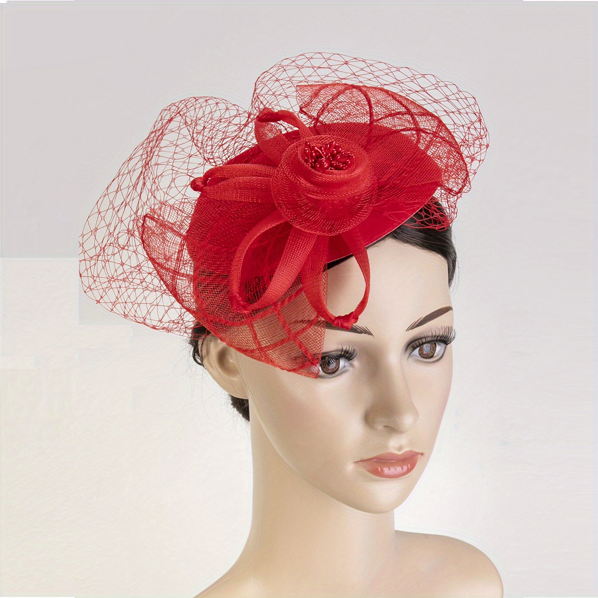  BCDlily Women's Organza Church Derby Hats with Feather Mesh  Veil Headband Bowler Flower Veil Cocktail Wedding Tea Party Hat : Sports &  Outdoors