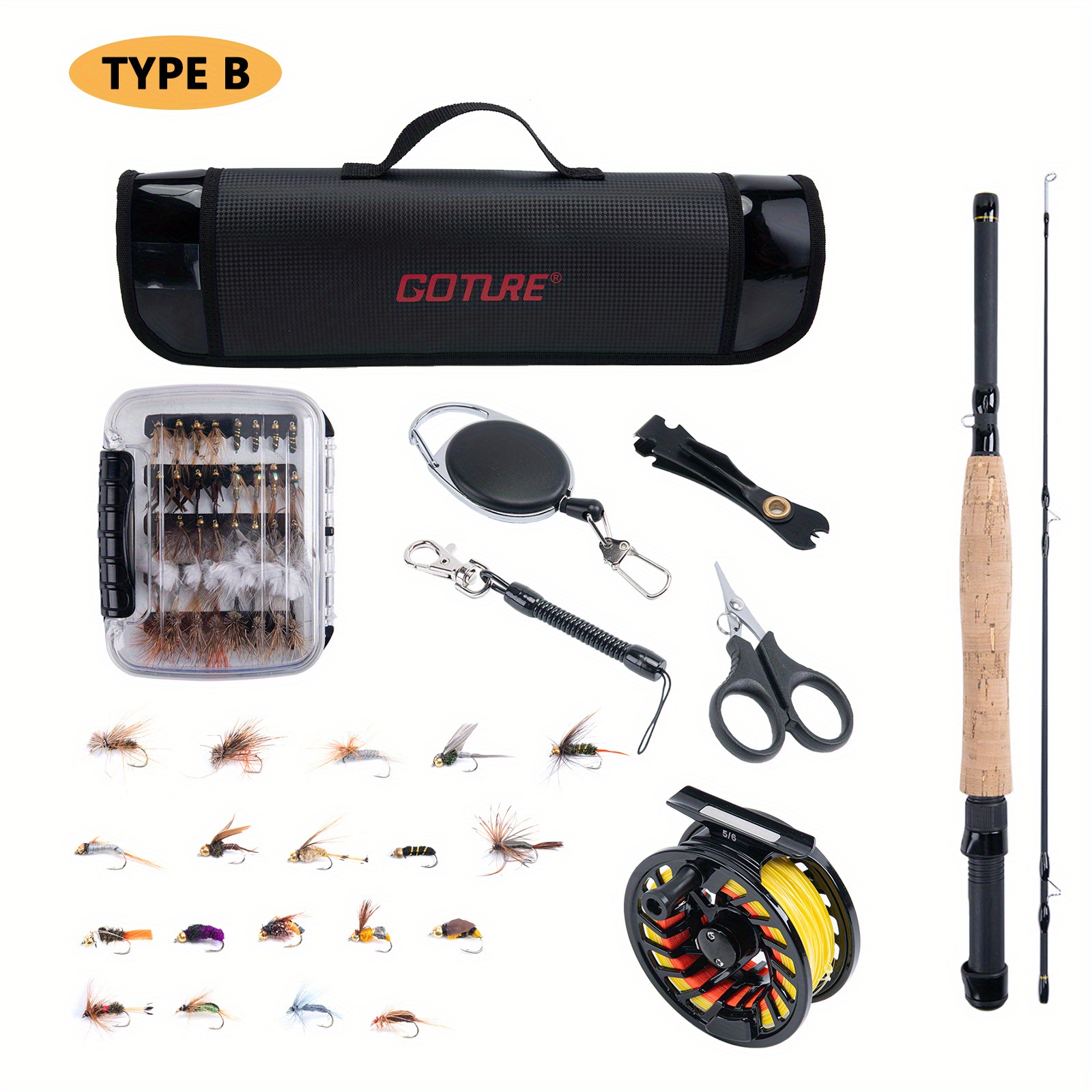 Goture Fly Fishing Rod Combo 2.7m 5/6 Fly Fishing Kit Include Carry bag  Metal Fly Reel with Dry Flies box for Fly Fishing