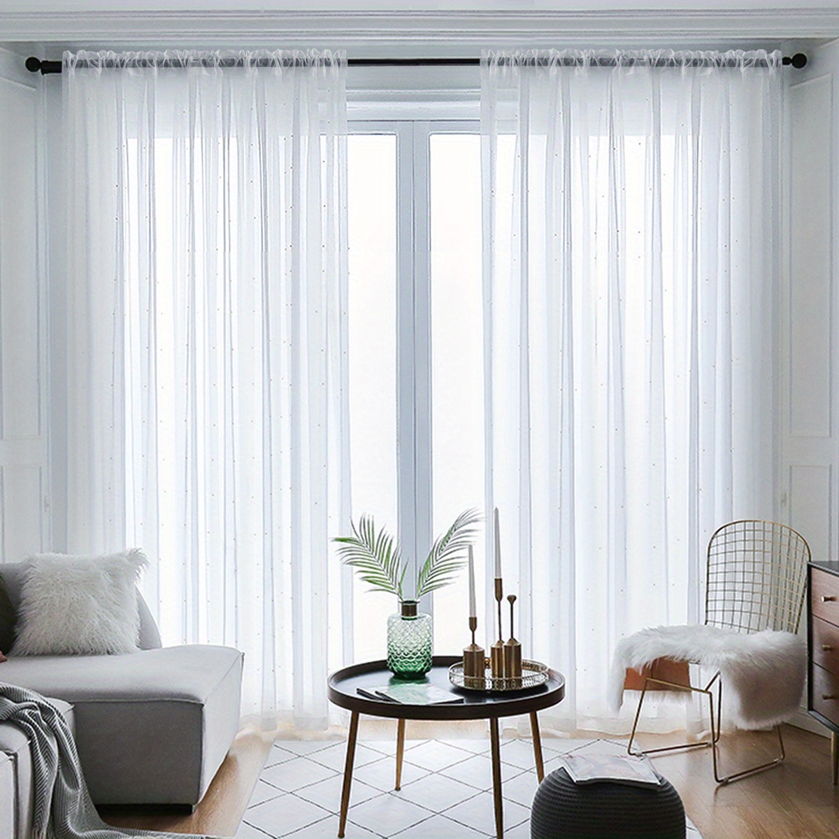 1pc translucent white chiffon sheer curtain for living room and bedroom soft and breathable window treatment for home decor details 5