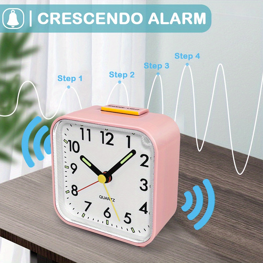 Reloj despertador analógico con luz de fondo, funciona con pilas,  silencioso sin tictac, para personas que duermen con mucha resistencia,  dormitorios