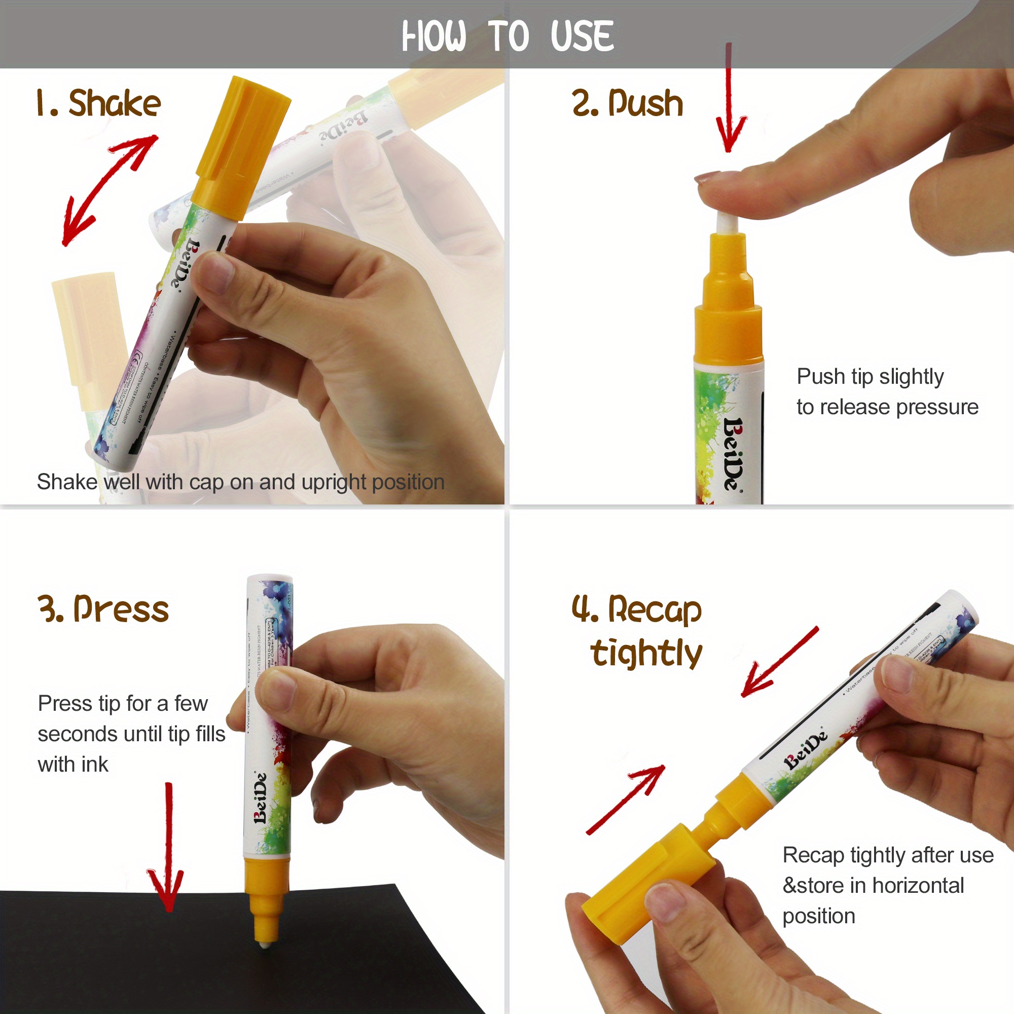  Metallic Liquid Chalk Markers Fine Tip - Dry Erase
