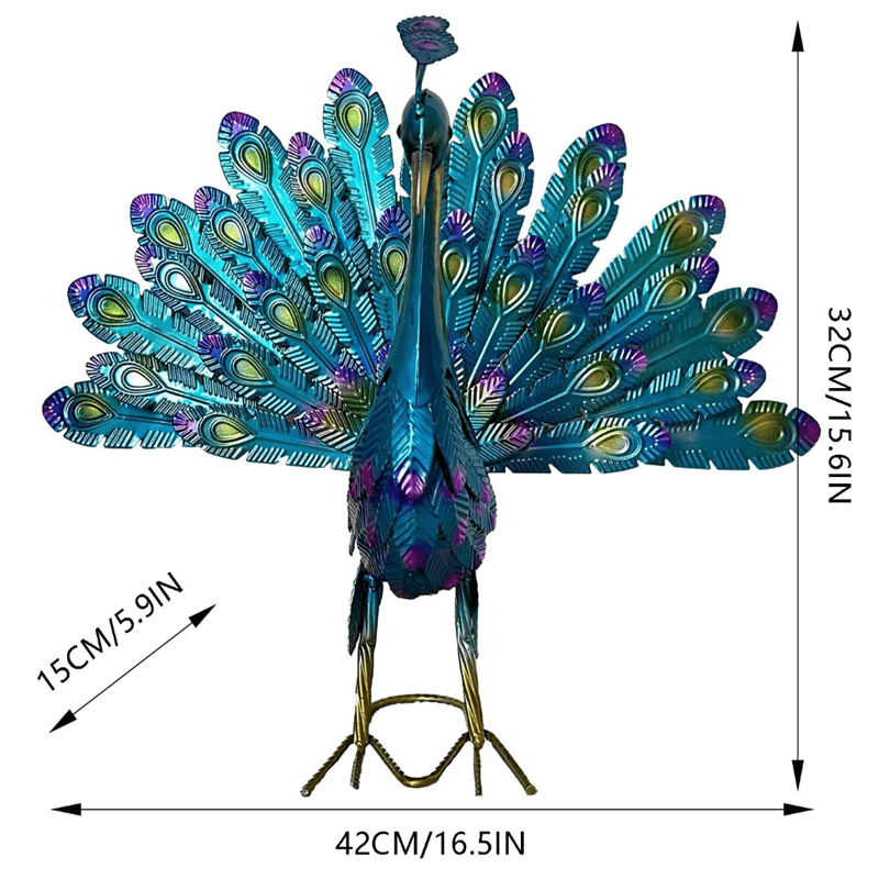 1pc 美しい孔雀像装飾、庭の孔雀金属装飾芸術彫刻、DIY組み立て