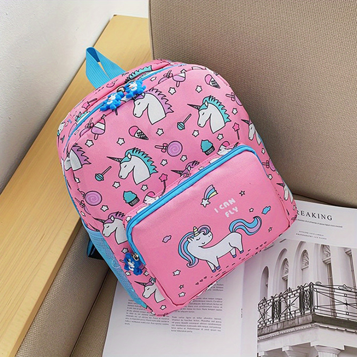 Unicorn Dinosaur Print Backpack for Kids