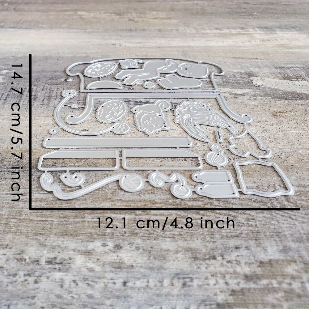A Girl Who Cats Is Knitting , Using Metal Cutting Dies For Scrapbooking And Card Making, Including New Embossing Dies