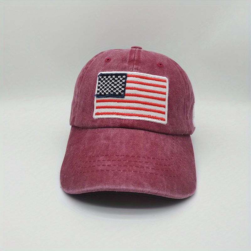 Sunshade Adjustable Baseball Cap with American Flag Embroidered