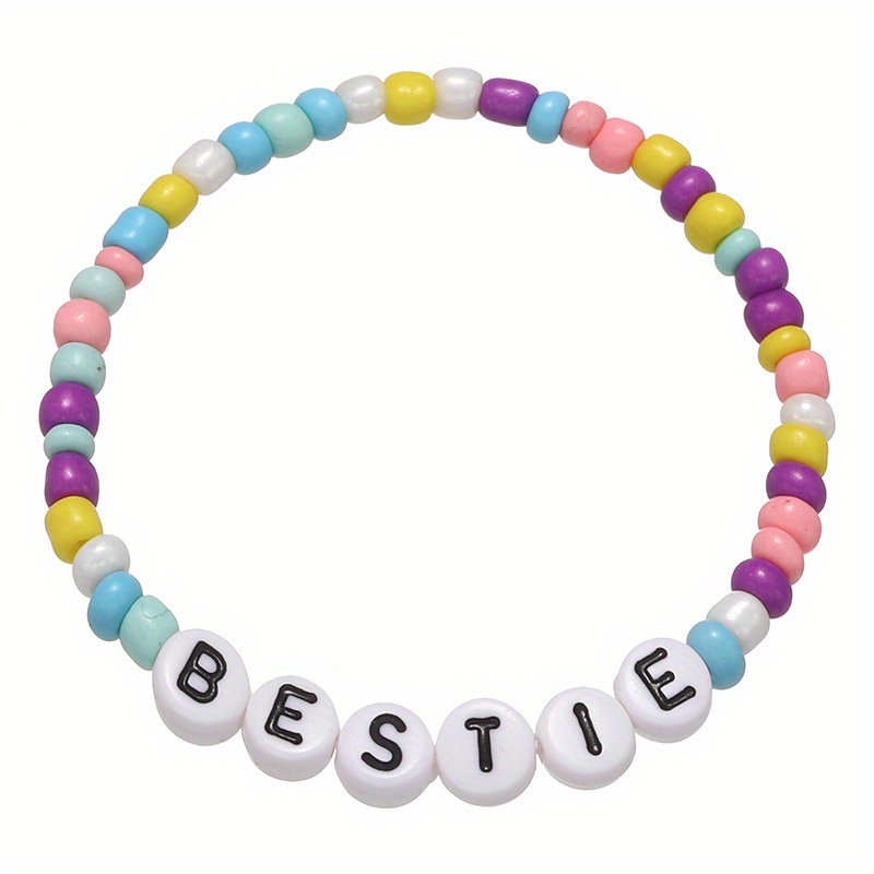 Letter Beads Encouragement Positive Energy English Words Beaded Bracelet for Girls Lucky Brave English Words Beads Kid's Bracelets Cute Gifts for