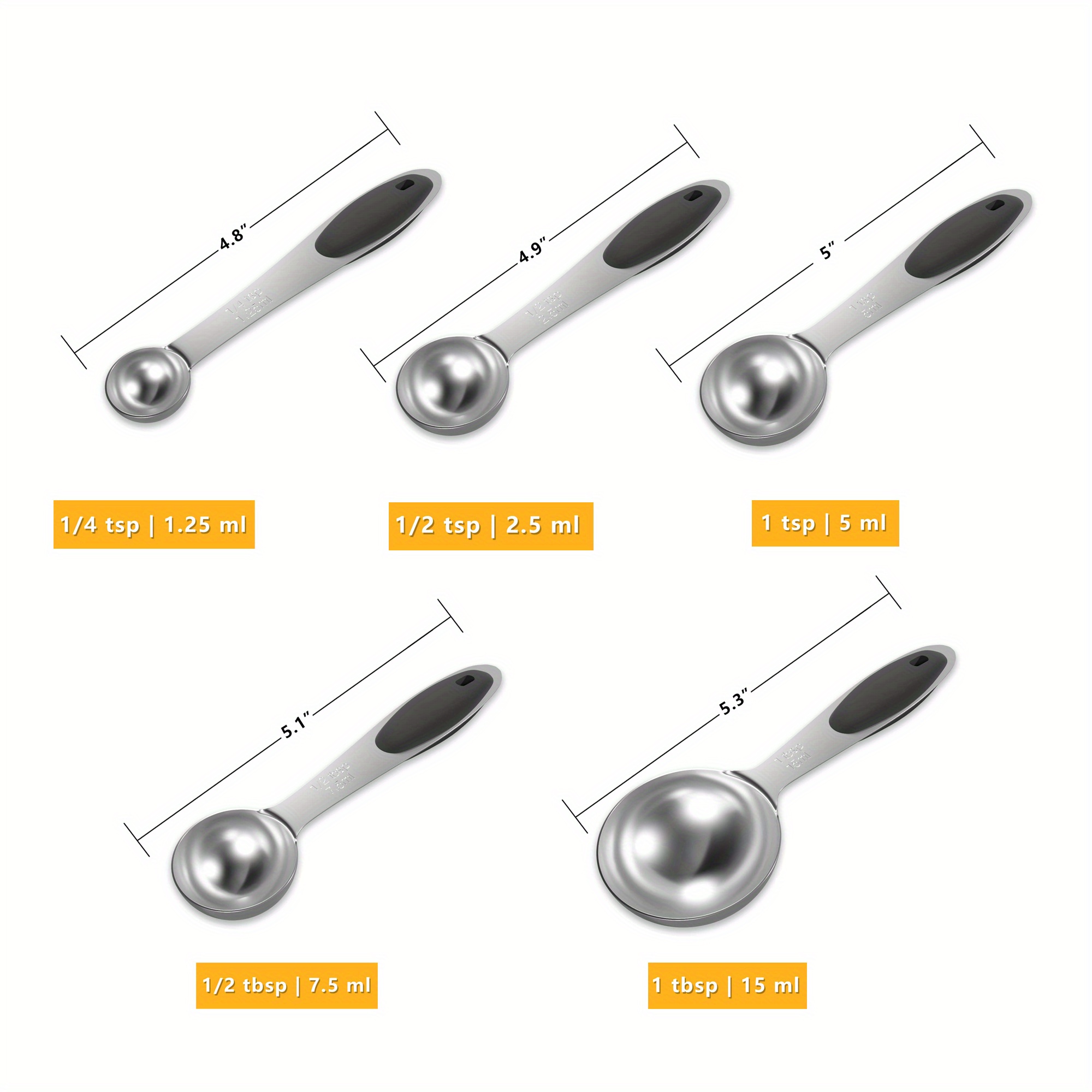 Stainless Steel Measuring Spoon, Single Measuring Spoon, Long Handle Spoons,  Metal Coffee Spoon, Measuring Spoon Set, Kitchen Utensils,baking Supplies -  Temu