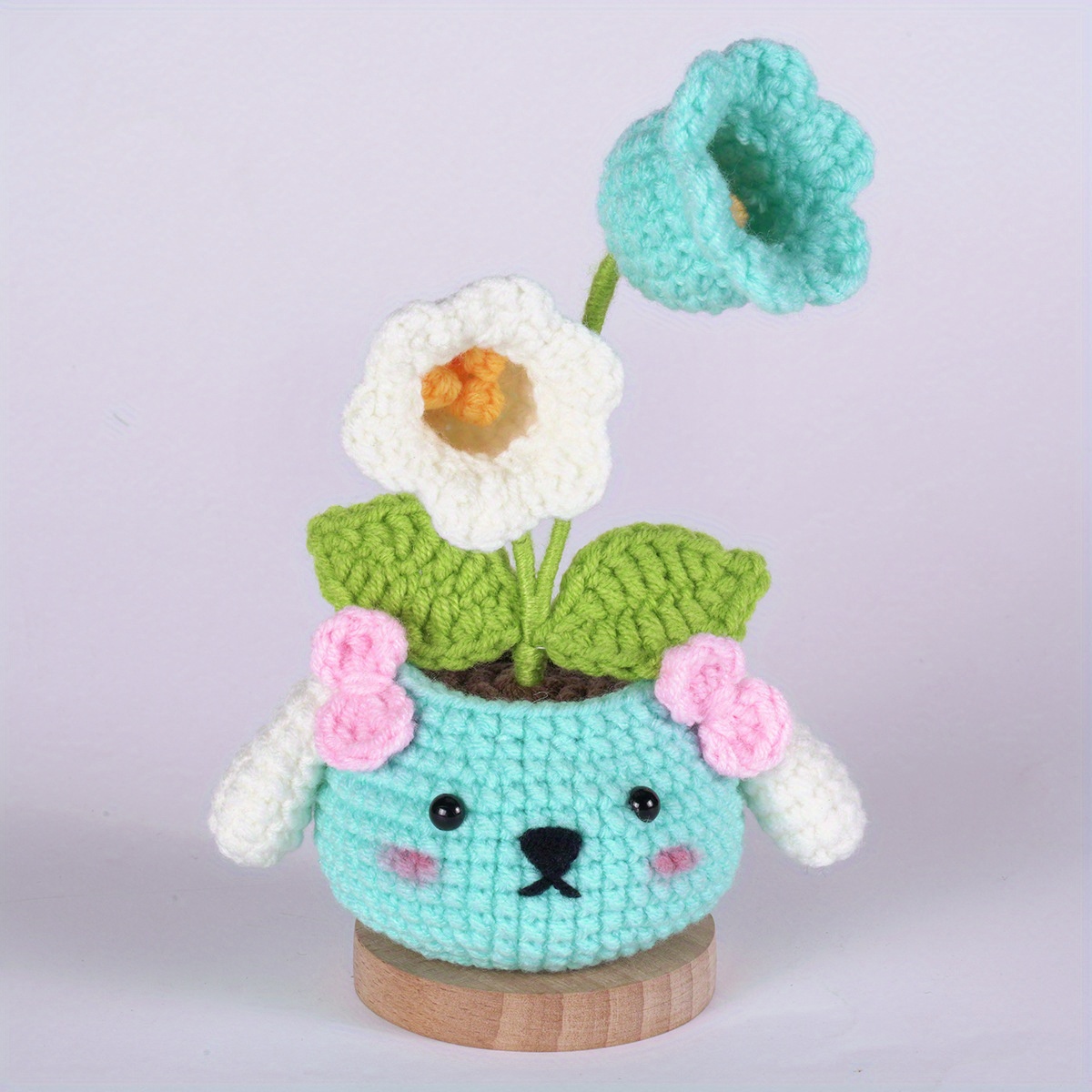 Artificial Crochet Potted Plant Soft Plush Material Ideal Gift Option