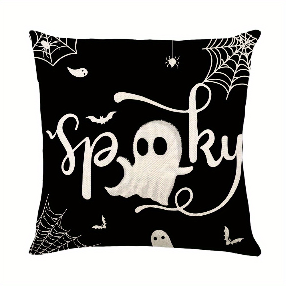 Halloween Decoration Pillow Cover Orange Ghost Spider Bat Pumpkin