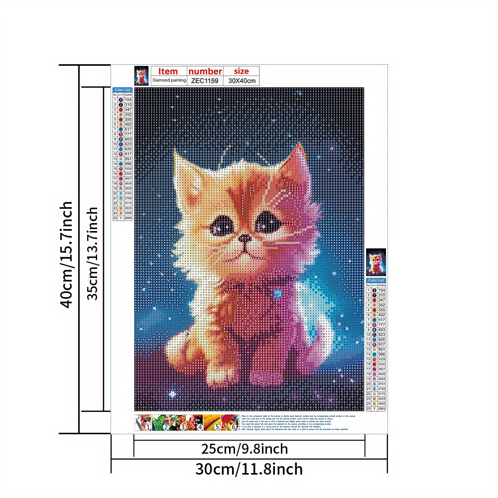 5d Cute Cat Diamond Painting Diy Adult Handmade Painting - Temu