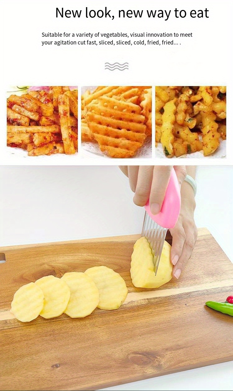 Potato French Fry Cutter Kitchen Tool Wavy Knife Thin Slicer