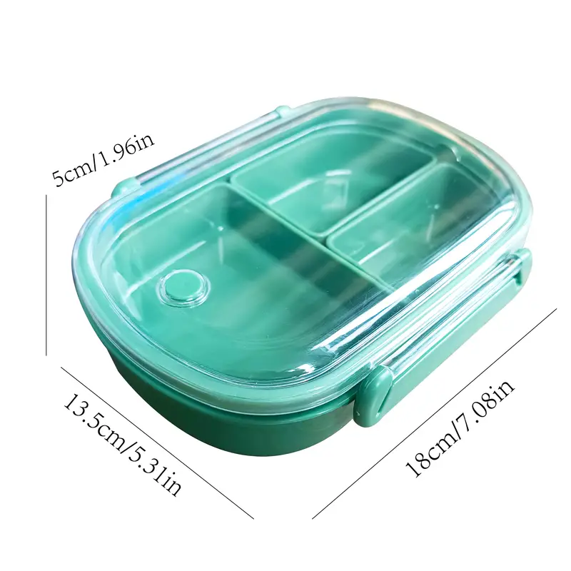 Lunch Box With Clear Cover Plastic Bento Box 3 Compartment - Temu