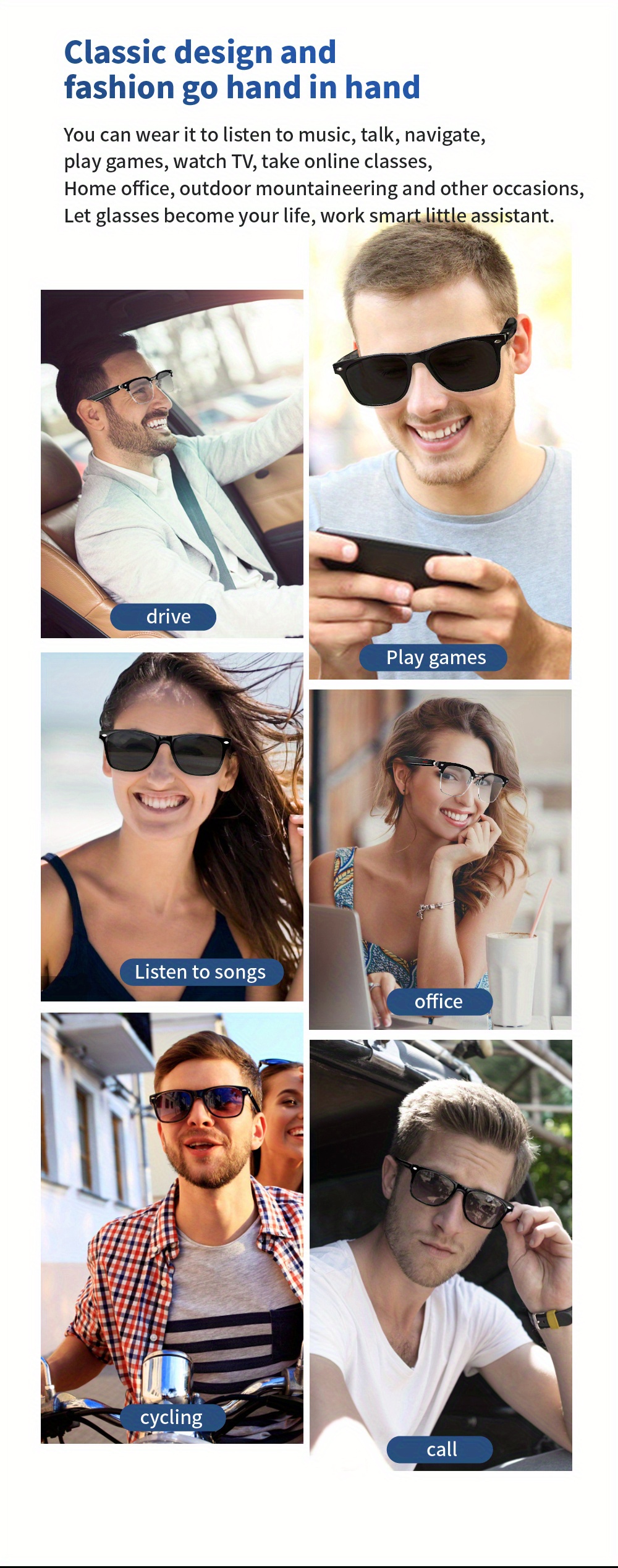 Gafas Inteligentes Inalámbricas Tws Bluetooth 5.0 - Temu Mexico