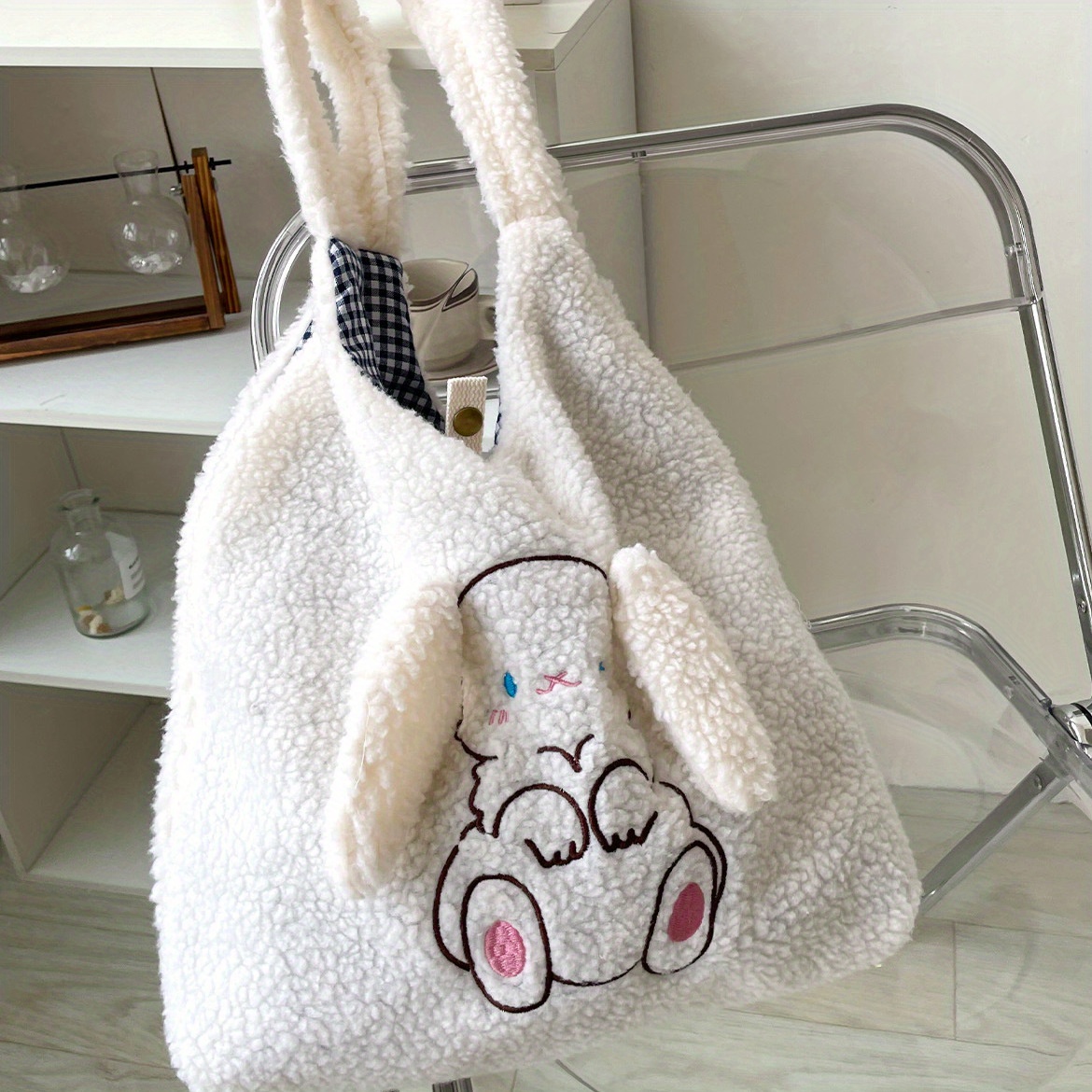 Strawberry Bunny Rabbit Plush Handbag Purse Furry Soft Kawaii Babe