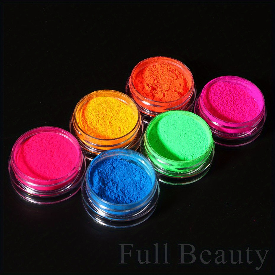 12 NEON Colors Fluorescent Phosphor Pigment Powder10gram Neon Mica Pigments  for Nail Polish,Painting,Printing,Cosmetics,Polymer
