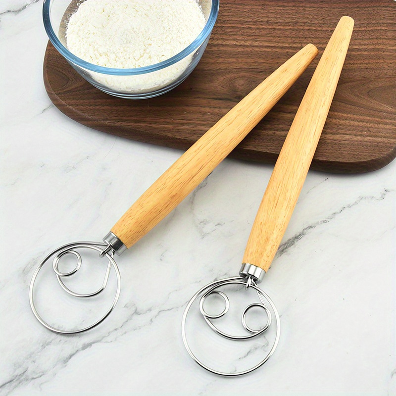 1pc Stainless Steel Dough Whisk Metal Handle Mixer Sourdough