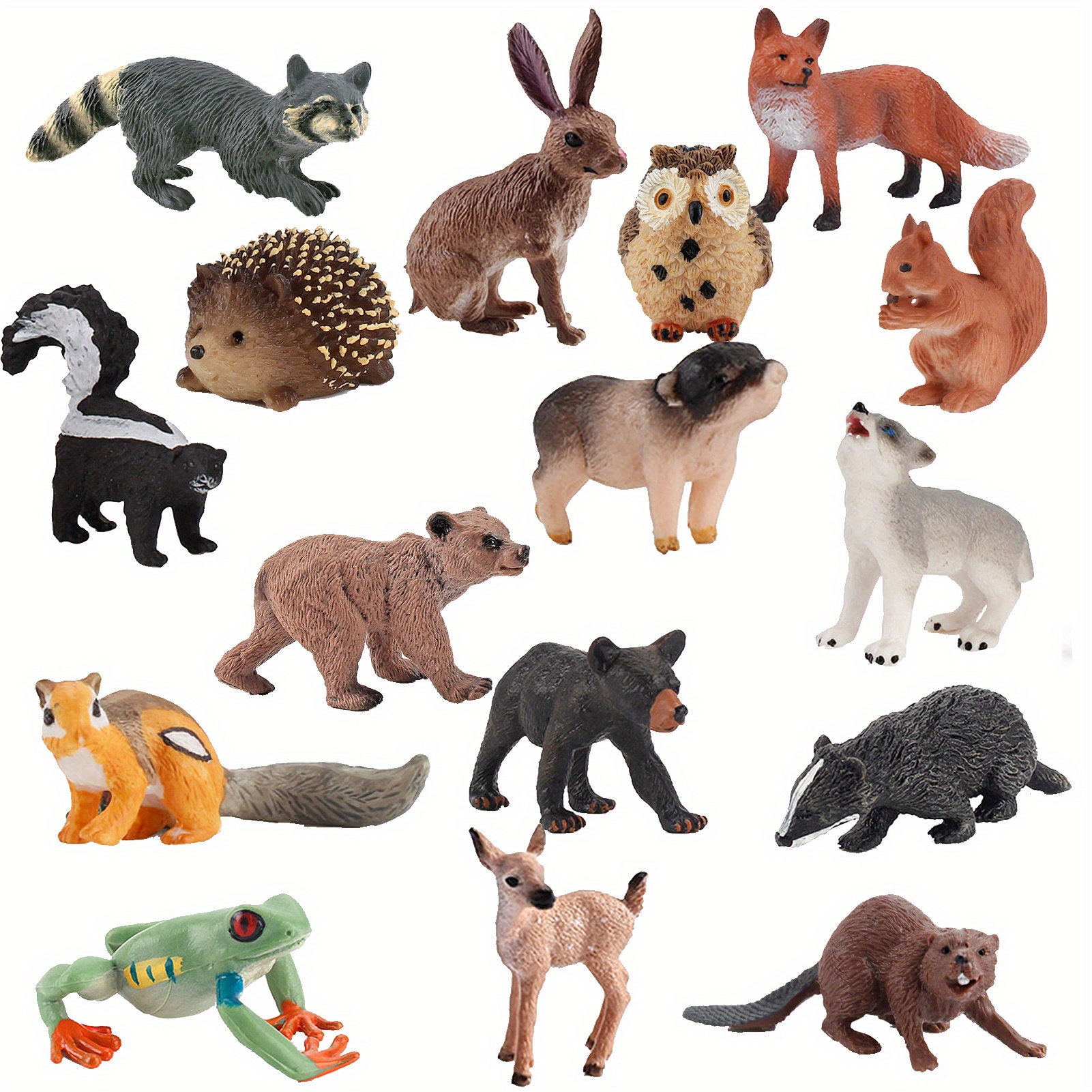 ELECLAND 15Pcs Figurines d'animaux de la forêt Miniatures