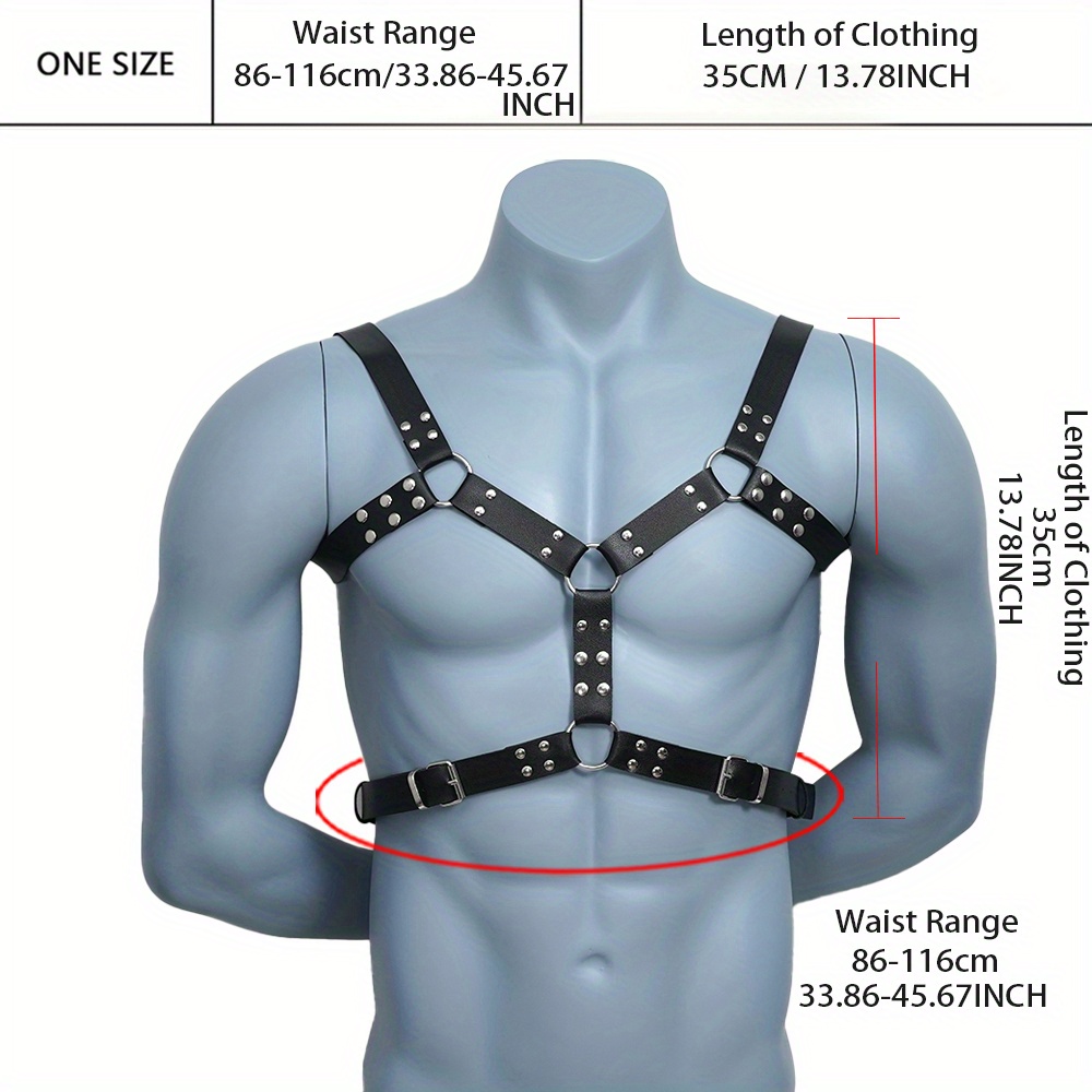 1pc Sexy Men's Chest Harness Bondage Lingerie Fashion Punk Gothic Body  Harness Adjustable Belt Rave Costume Clubwear Sex Toy Accessories For Men,  Boyf