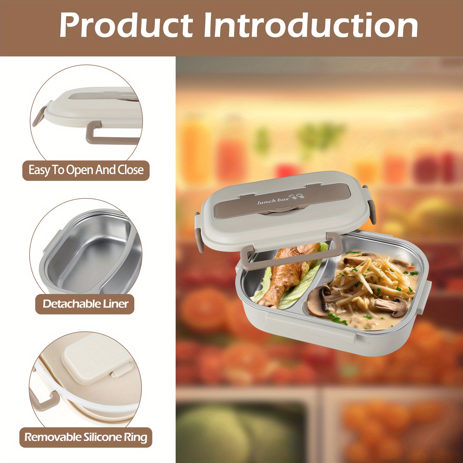 set compartment stainless steel bento box insulation Temu