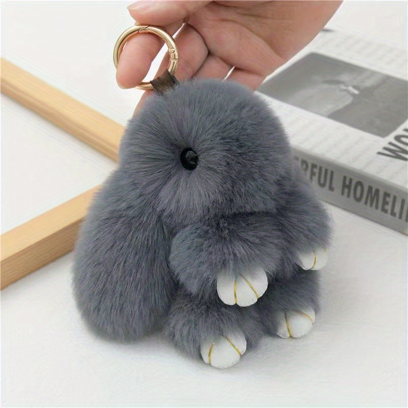 Light Grey Fluffy Bunny Keychain  Fluffy bunny, Fur accessories, Cute  keychain