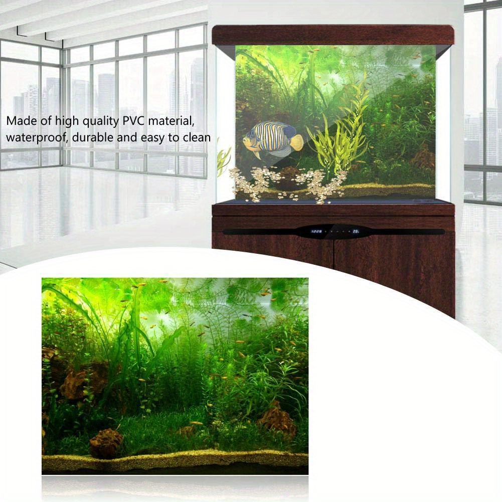 2Pcs 39 * 27.5 Inch Semi-Transparent Black Aquarium Background  Sticker,Aquarium HD Glass Tank Landscaping Decorative Protective Film