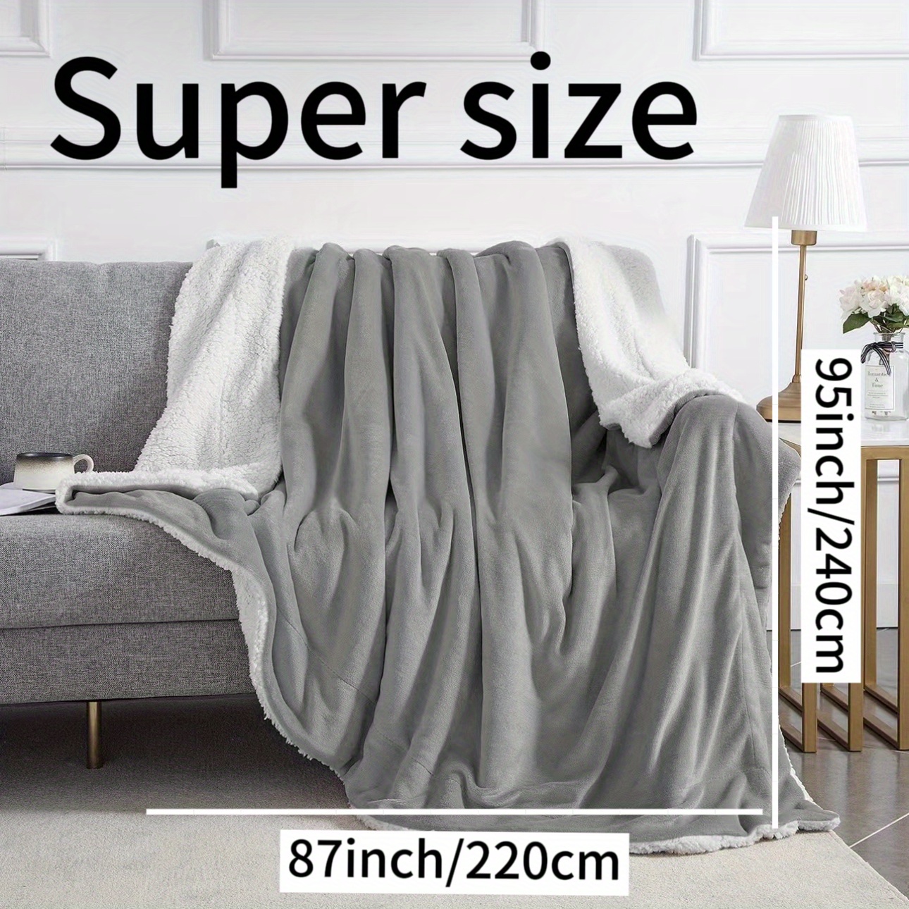 2024,sherpa Blanket Warm Blankets For Winter Super Soft Fuzzy Flannel  Fleece/wool Like Reversible Velvet Plush Couch Blanket Lightweight(light  Grey Th