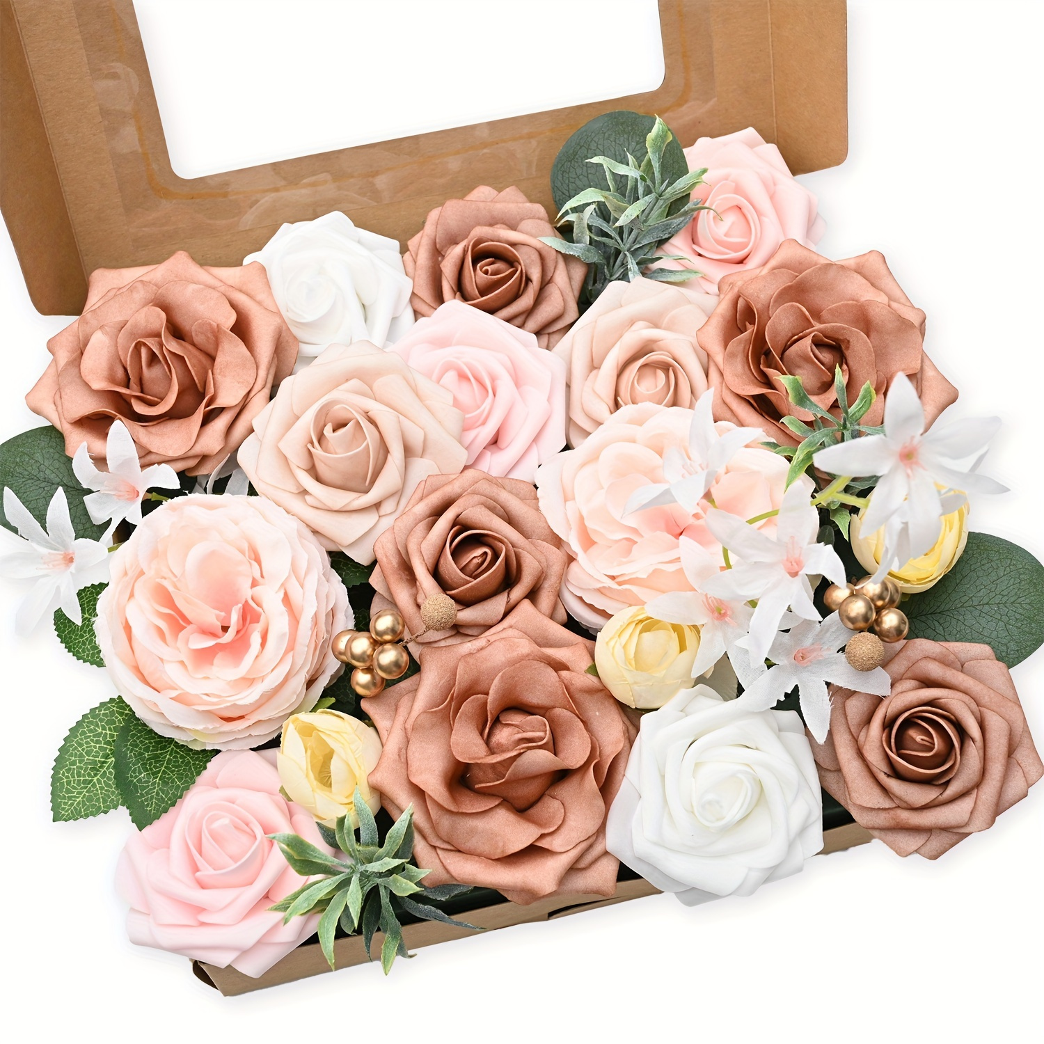 Diy Artificial Flowers Combo Box Set,Mixed Silk Faux Flowers With