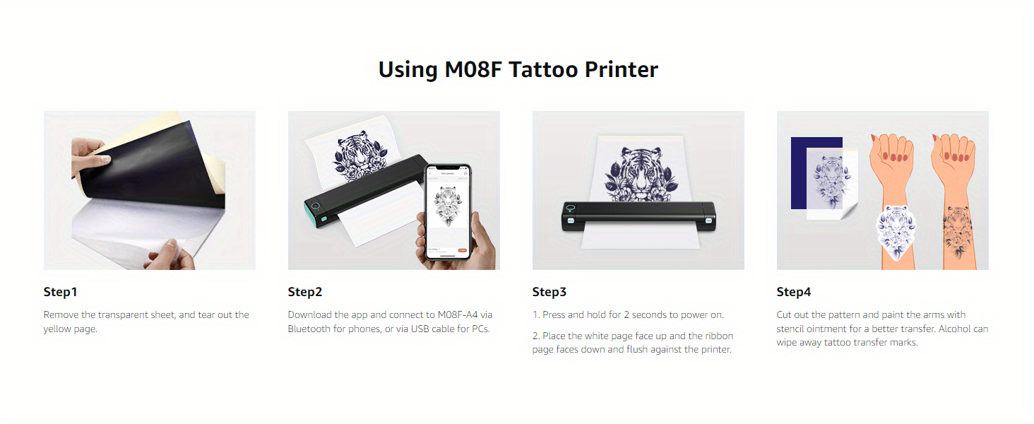 Phomemo M08F Wireless Tattoo Transfer Stencil Printer, Tattoo Transfer –  Par Masters