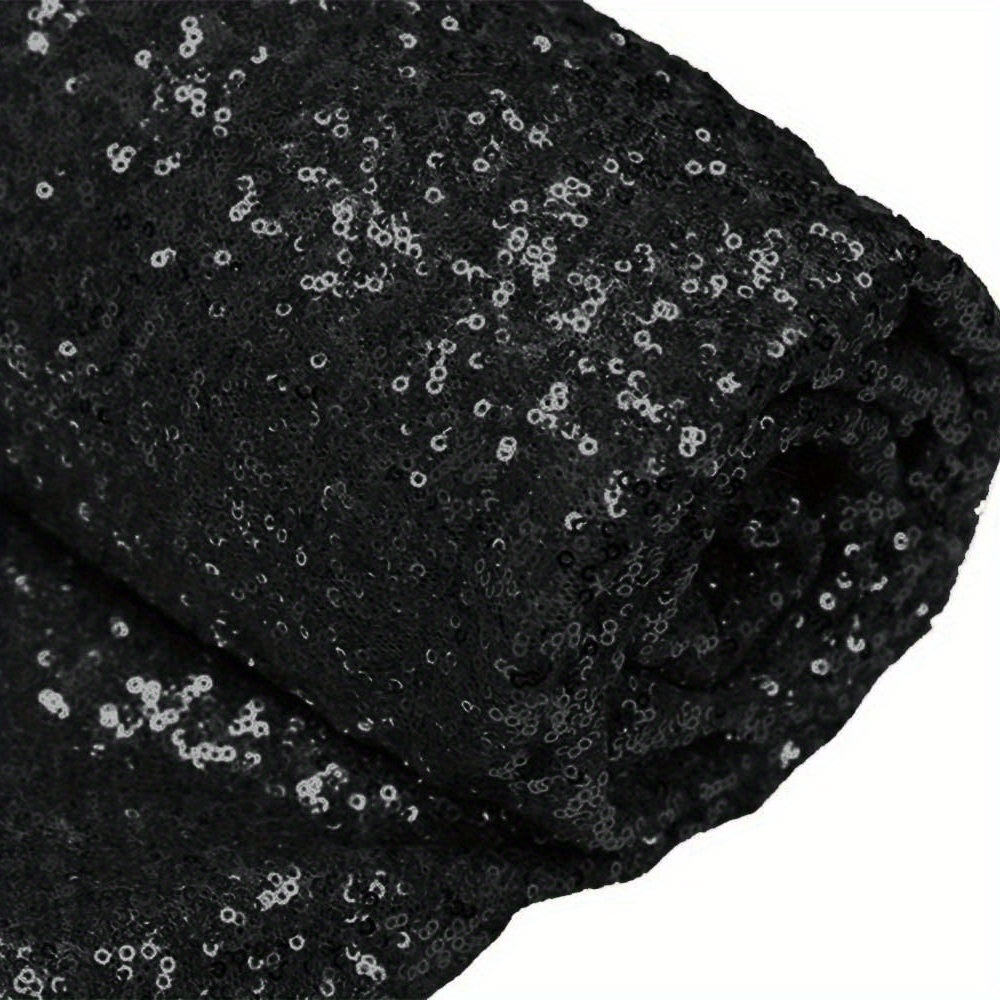Black Fabric By The Yard - Scattered Sequins on Black Fabric - New
