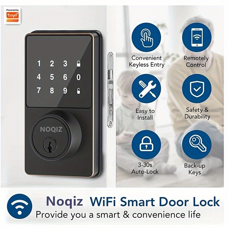 Noqiz Wifi Smart Lock Smart Life Keyless Entry Door Lock - Temu
