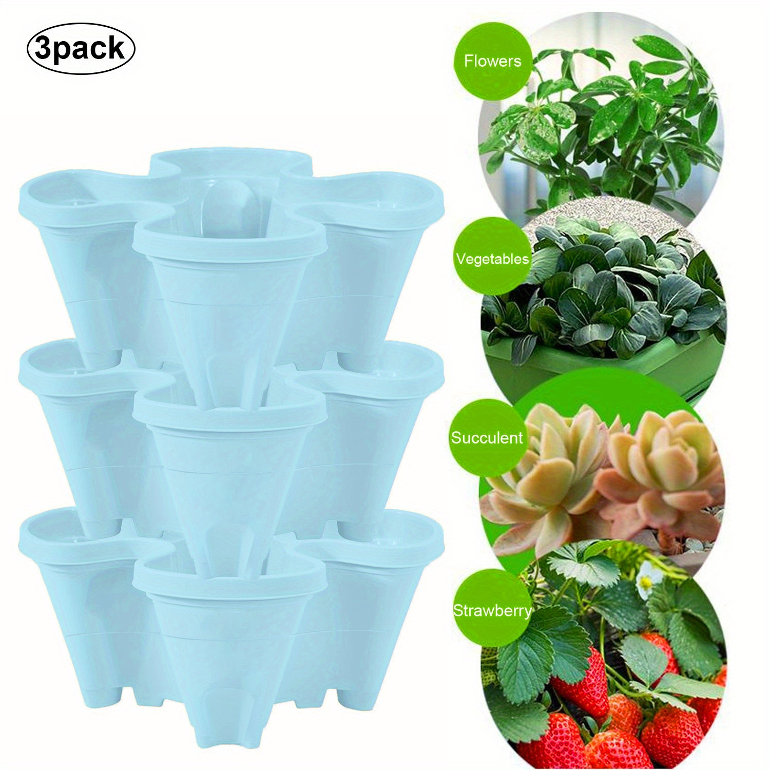 Stackable Planter, Tower Garden Planters, Indoor Outdoor Gardening Pots