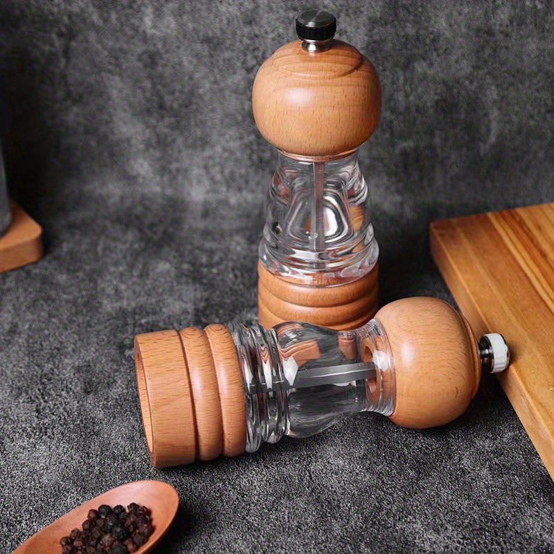 Kitchen Spice Bottle Salt and Pepper Grinder Set with Wood Grinder