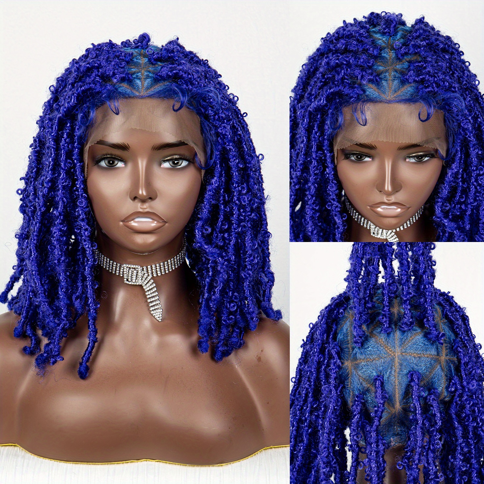  Blue Braided Wigs Lace Front Wigs for Black Women