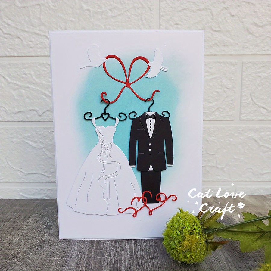 Metal Cutting Stencil Bride Groom Dress Die cuts Greeting Temu New