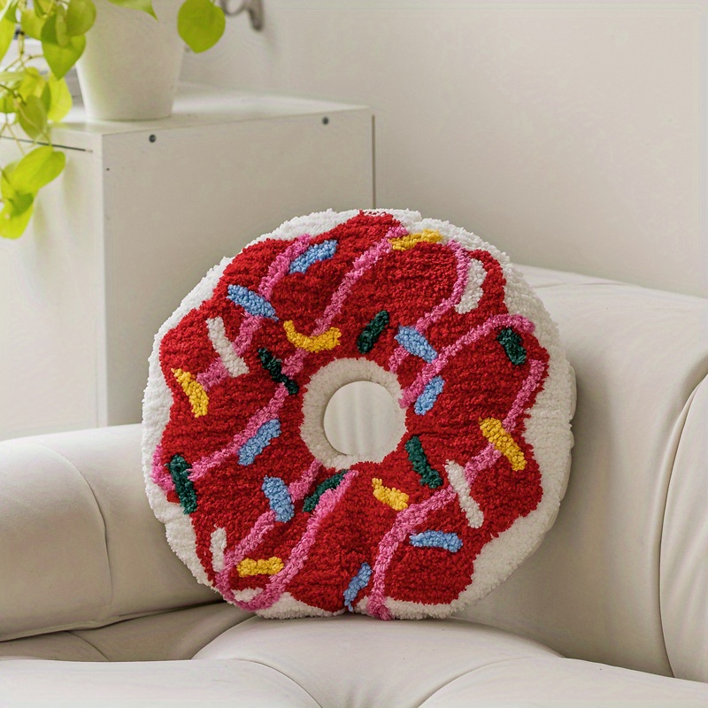 Donut Filled Tufted Embroidered Throw Pillow Sofa Decorative - Temu