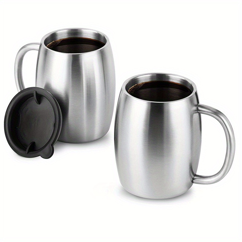 1pc 16oz Handle & Lid Included Dual Color Double Wall Stainless