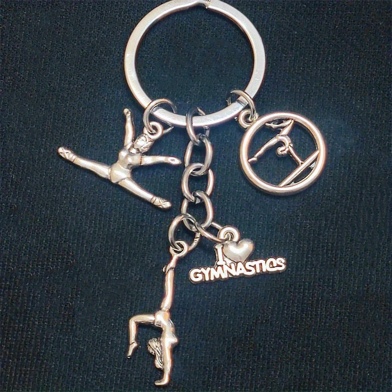 1 I Love Gymnastics Lady Keychain, Gymnastics Key Ring, Gift, Alloy Keychain