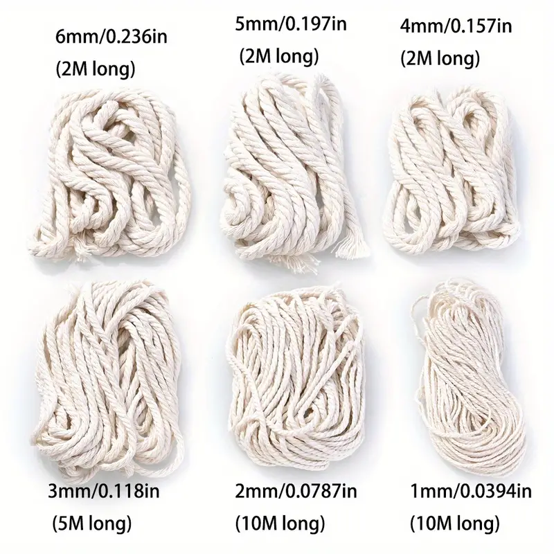 1MM 2MM Macrame Cord Rope String Natural Cotton Macrame Twisted Twine Rope  Braided Crafts DIY Home