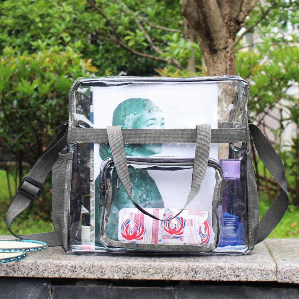 Clear Tote Bags for Women - PVC Transparent the Mesh Tote Bag Fashion See  Through Shoulder Crossbody Bag Travel Handbag