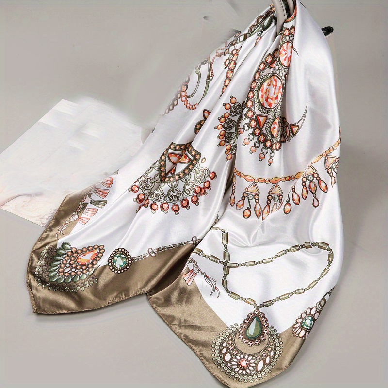 Printed Imitaiton Silk Scarf Muslim Bag Head Wrap Lightweight Neck Scarfs  Vintage Hair Sleeping Wrap - Temu